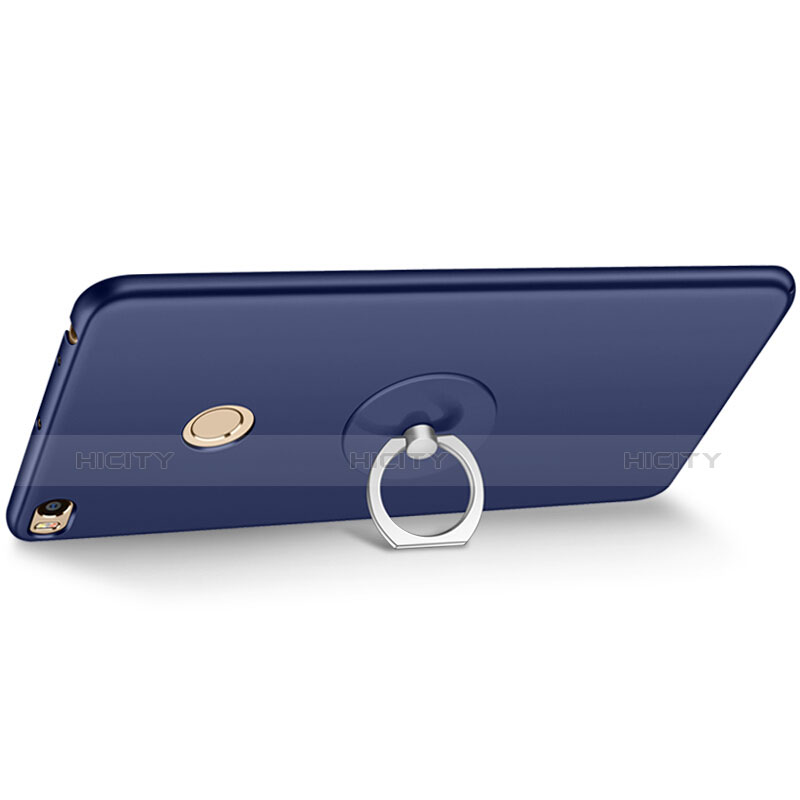 Funda Dura Plastico Rigida Mate con Anillo de dedo Soporte para Xiaomi Mi Max 2 Azul