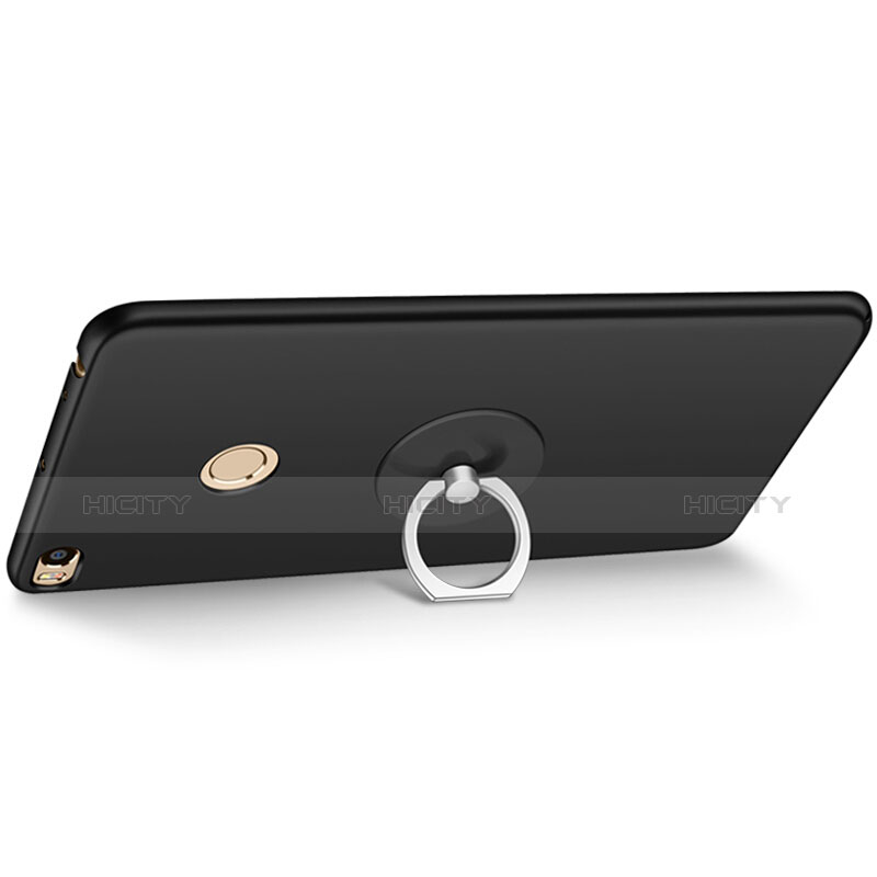 Funda Dura Plastico Rigida Mate con Anillo de dedo Soporte para Xiaomi Mi Max 2 Negro