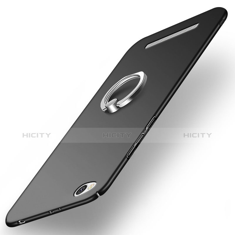Funda Dura Plastico Rigida Mate con Anillo de dedo Soporte para Xiaomi Redmi 3 Negro