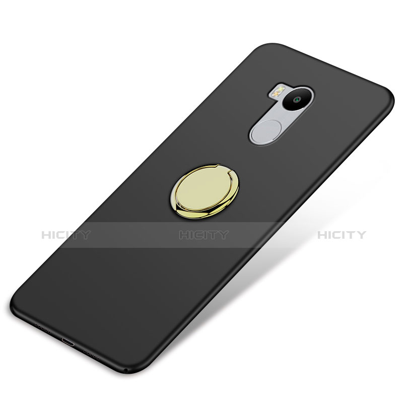 Funda Dura Plastico Rigida Mate con Anillo de dedo Soporte para Xiaomi Redmi 4 Prime High Edition Negro