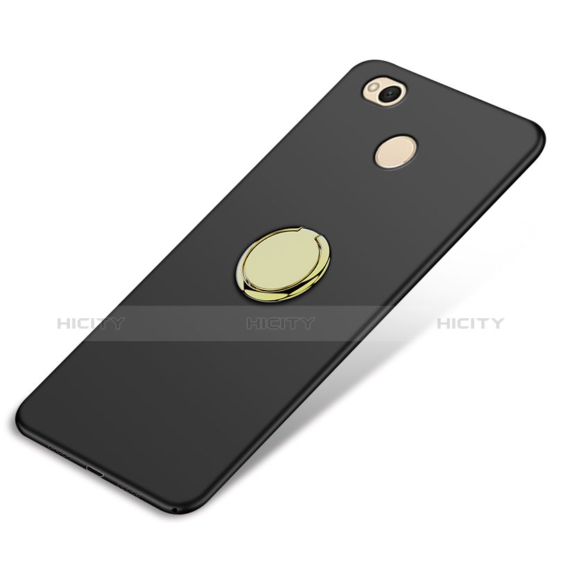 Funda Dura Plastico Rigida Mate con Anillo de dedo Soporte para Xiaomi Redmi 4X Negro