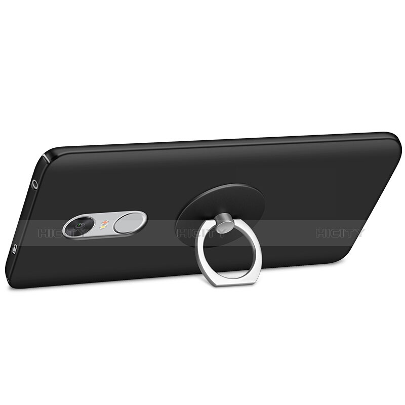 Funda Dura Plastico Rigida Mate con Anillo de dedo Soporte para Xiaomi Redmi Note 4 Standard Edition Negro