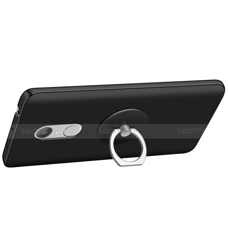 Funda Dura Plastico Rigida Mate con Anillo de dedo Soporte para Xiaomi Redmi Note 4X High Edition Negro