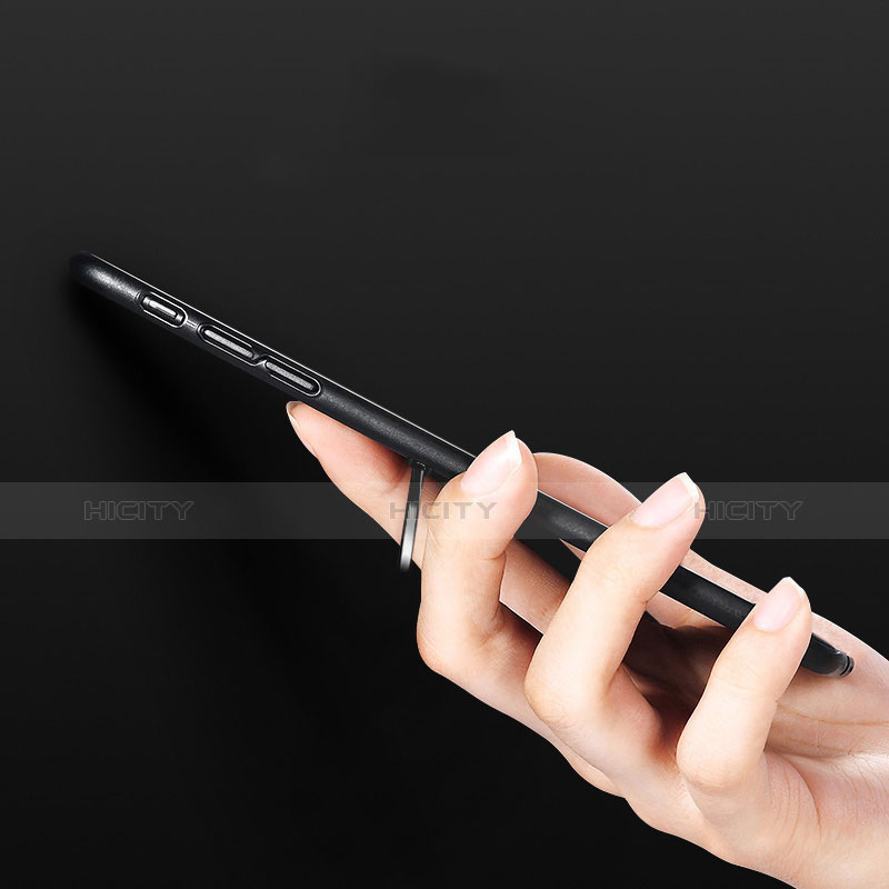 Funda Dura Plastico Rigida Mate con Anillo de dedo Soporte Q02 para Apple iPhone Xs Max Negro
