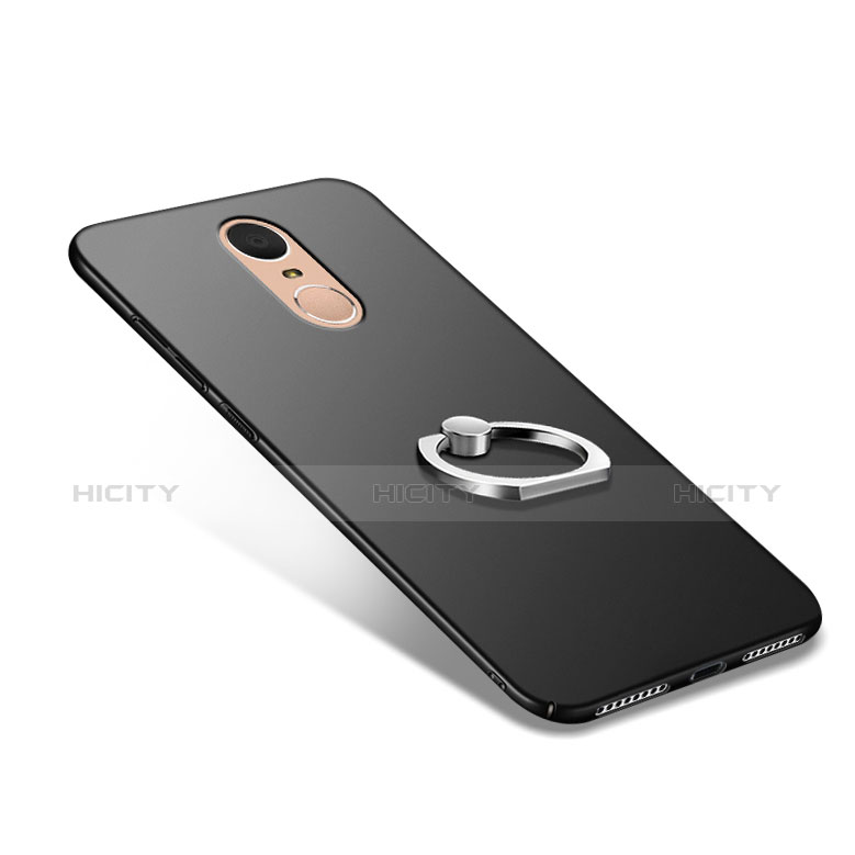 Funda Dura Plastico Rigida Mate con Anillo de dedo Soporte Q02 para Huawei Enjoy 6 Negro