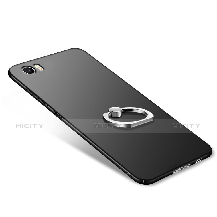 Funda Dura Plastico Rigida Mate con Anillo de dedo Soporte R01 para Xiaomi Mi Note Negro