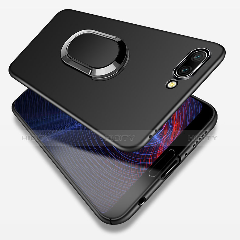 Funda Dura Plastico Rigida Mate con Anillo de dedo Soporte y Lanyard para Huawei Honor 10 Negro