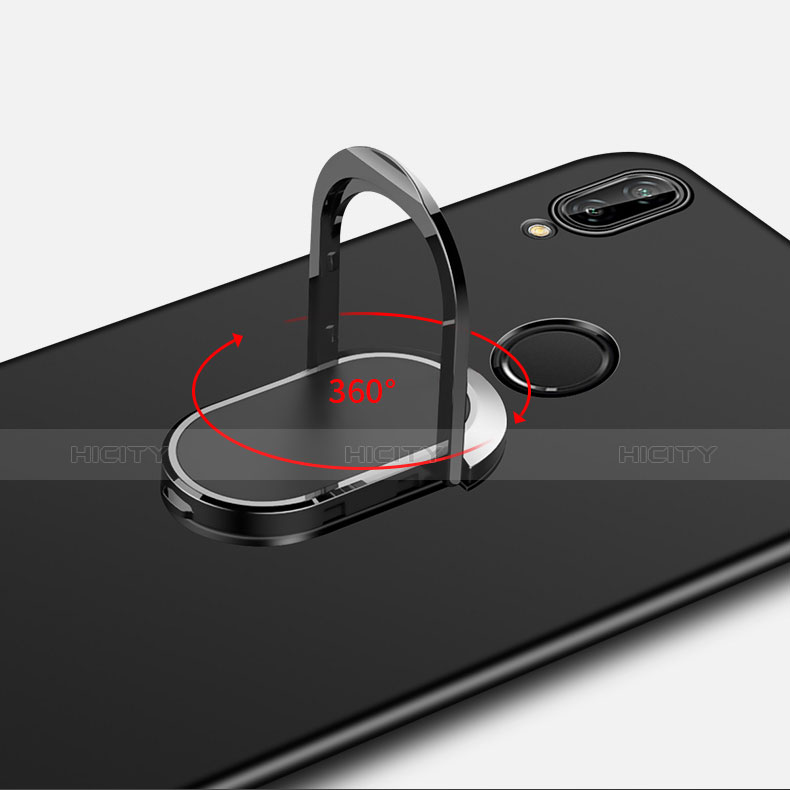 Funda Dura Plastico Rigida Mate con Anillo de dedo Soporte y Lanyard para Huawei Nova 3e Negro