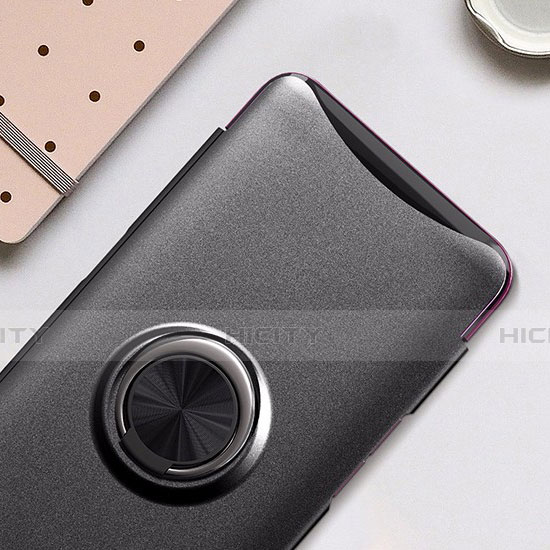 Funda Dura Plastico Rigida Mate con Magnetico Anillo de dedo Soporte para Oppo Find X Super Flash Edition Negro