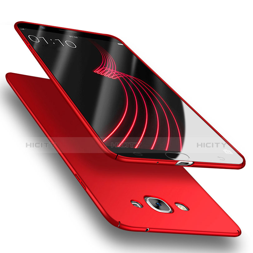 Funda Dura Plastico Rigida Mate con Magnetico Anillo de dedo Soporte para Samsung Galaxy J3 Pro (2016) J3110 Rojo