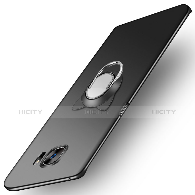 Funda Dura Plastico Rigida Mate con Magnetico Anillo de dedo Soporte para Samsung Galaxy S7 Edge G935F Negro