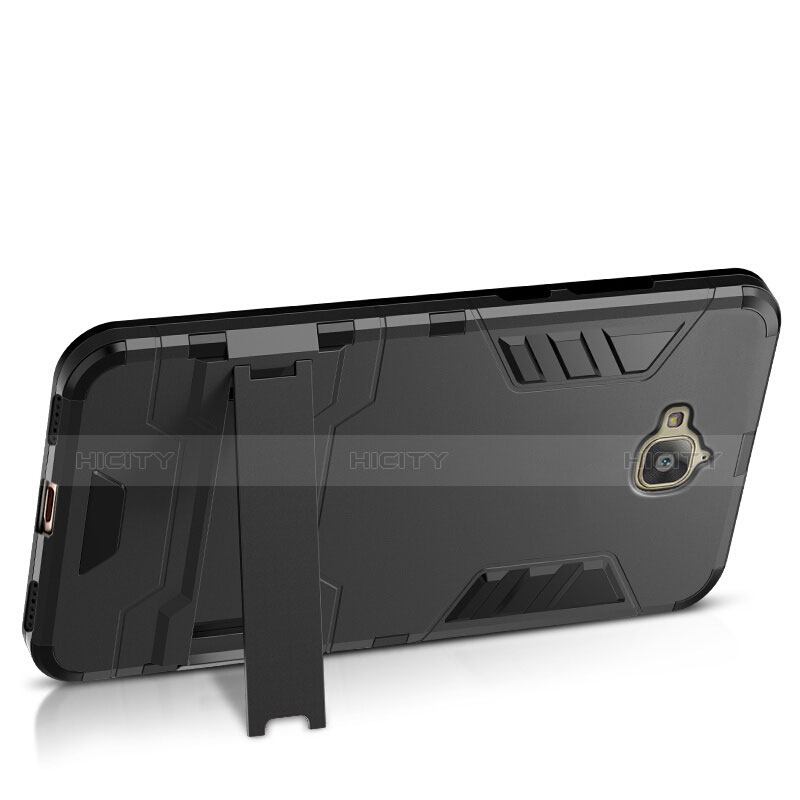 Funda Dura Plastico Rigida Mate con Soporte para Huawei Y6 Pro Negro