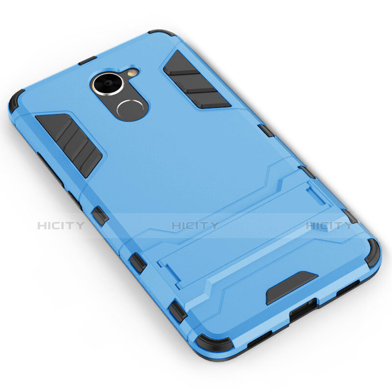 Funda Dura Plastico Rigida Mate con Soporte para Huawei Y7 Prime Azul