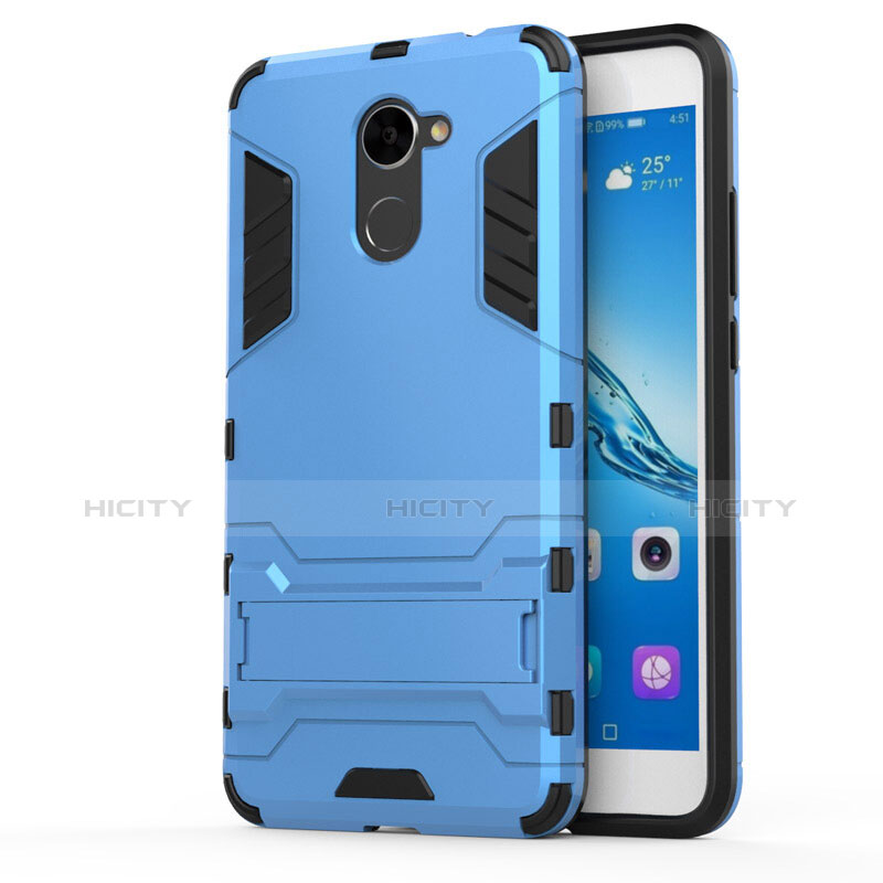 Funda Dura Plastico Rigida Mate con Soporte para Huawei Y7 Prime Azul