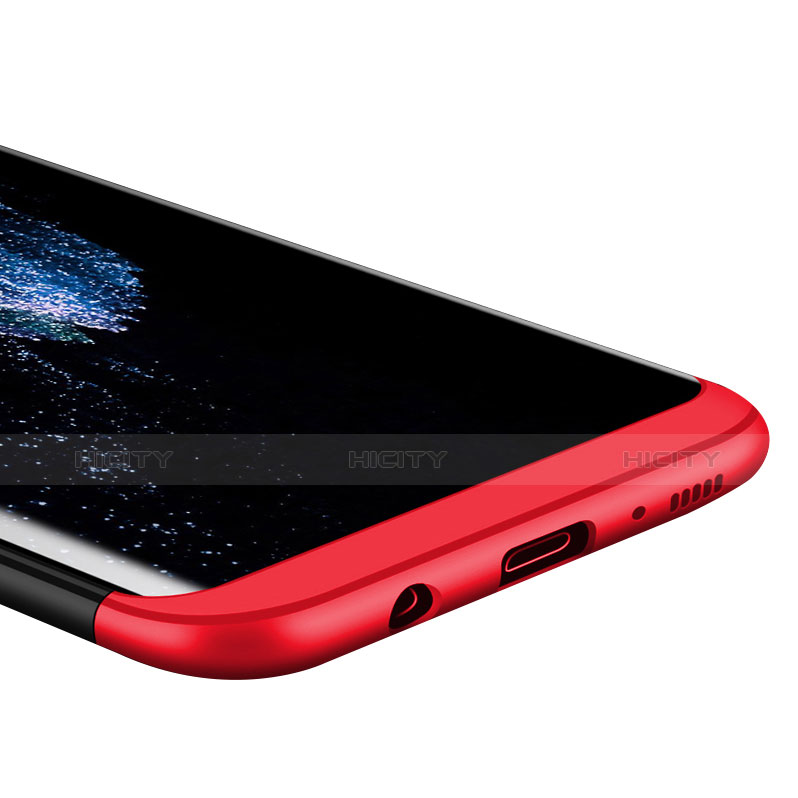 Funda Dura Plastico Rigida Mate Frontal y Trasera 360 Grados con Magnetico Anillo de dedo Soporte para Samsung Galaxy S8 Plus Rojo y Negro