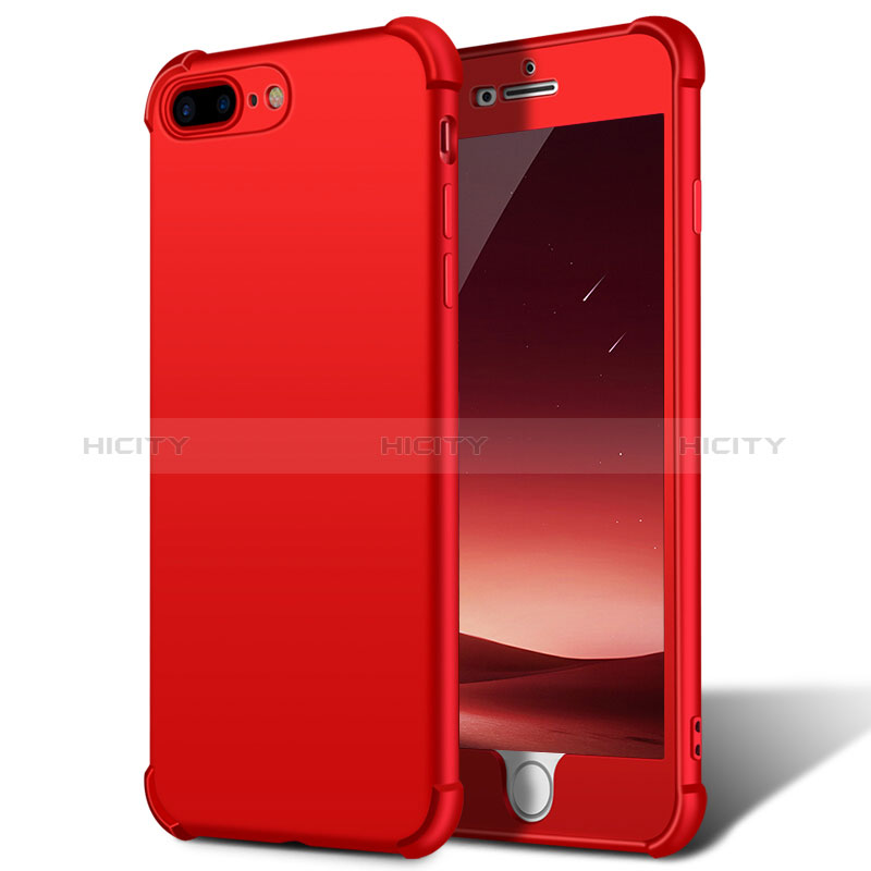 Funda Dura Plastico Rigida Mate Frontal y Trasera 360 Grados D01 para Apple iPhone 8 Plus Rojo