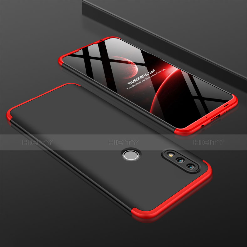 Funda Dura Plastico Rigida Mate Frontal y Trasera 360 Grados M01 para Huawei Honor 10 Lite Rojo y Negro