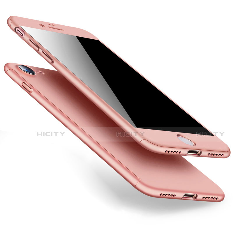 Funda Dura Plastico Rigida Mate Frontal y Trasera 360 Grados para Apple iPhone SE3 ((2022)) Oro Rosa