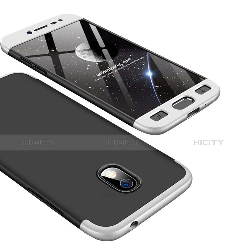 Funda Dura Plastico Rigida Mate Frontal y Trasera 360 Grados para Samsung Galaxy J7 Pro Plata