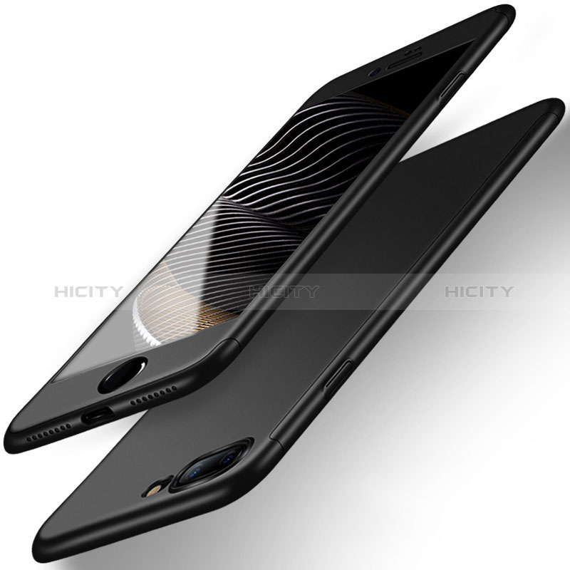 Funda Dura Plastico Rigida Mate Frontal y Trasera 360 Grados Q01 para Apple iPhone 8 Plus Negro