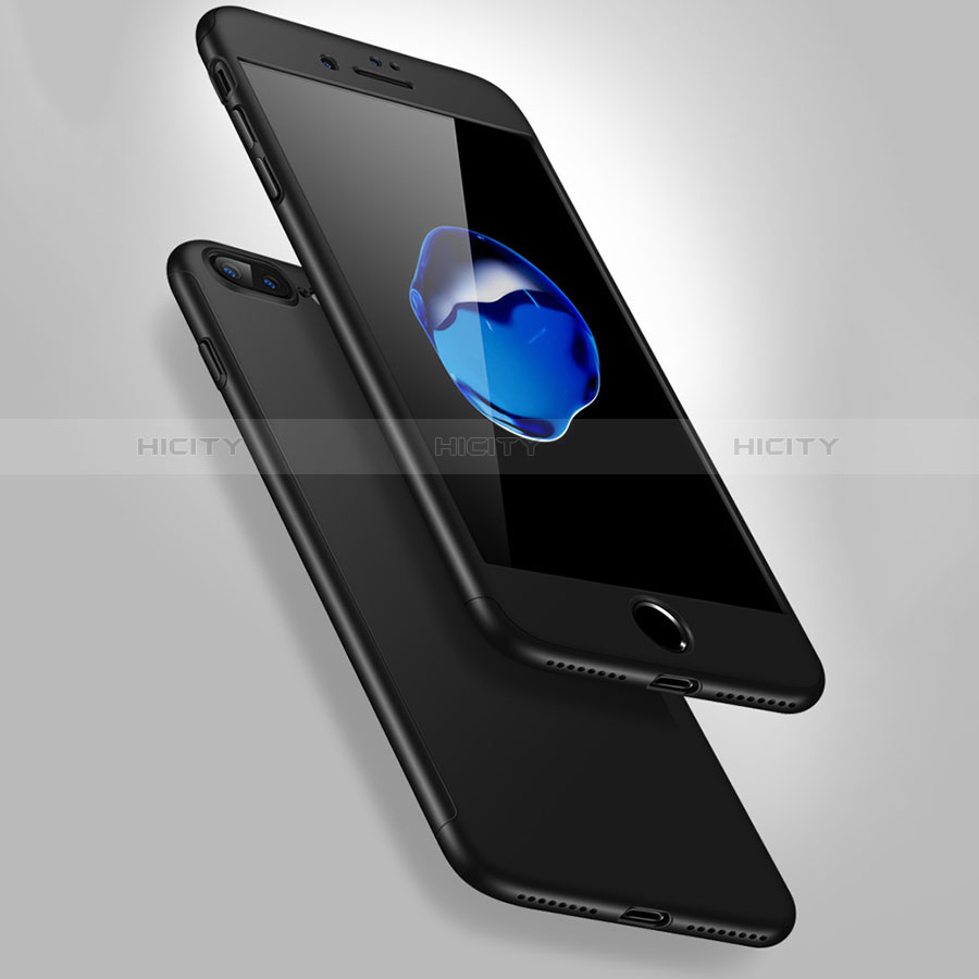 Funda Dura Plastico Rigida Mate Frontal y Trasera 360 Grados Q01 para Apple iPhone 8 Plus Negro