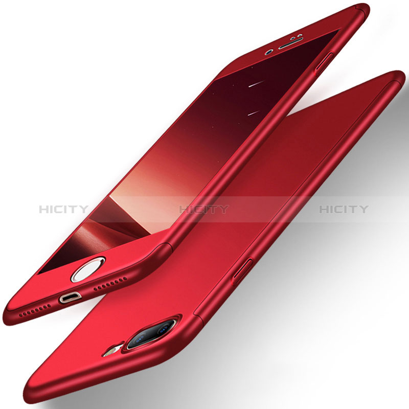Funda Dura Plastico Rigida Mate Frontal y Trasera 360 Grados Q01 para Apple iPhone 8 Plus Rojo