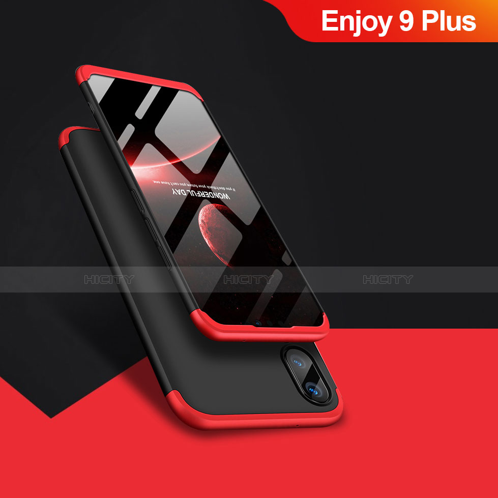 Funda Dura Plastico Rigida Mate Frontal y Trasera 360 Grados Q01 para Huawei Enjoy 9 Plus Rojo y Negro
