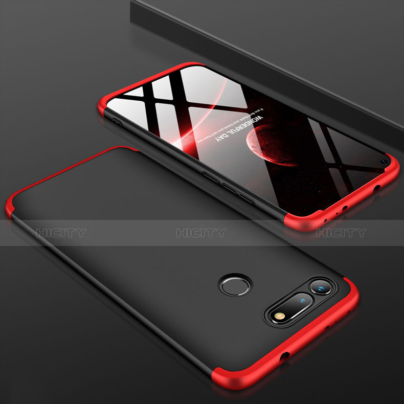 Funda Dura Plastico Rigida Mate Frontal y Trasera 360 Grados Q01 para Huawei Honor V20 Rojo y Negro