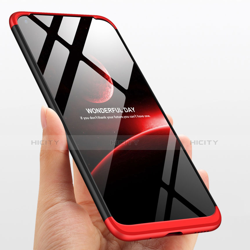 Funda Dura Plastico Rigida Mate Frontal y Trasera 360 Grados Q01 para Huawei Honor V20 Rojo y Negro