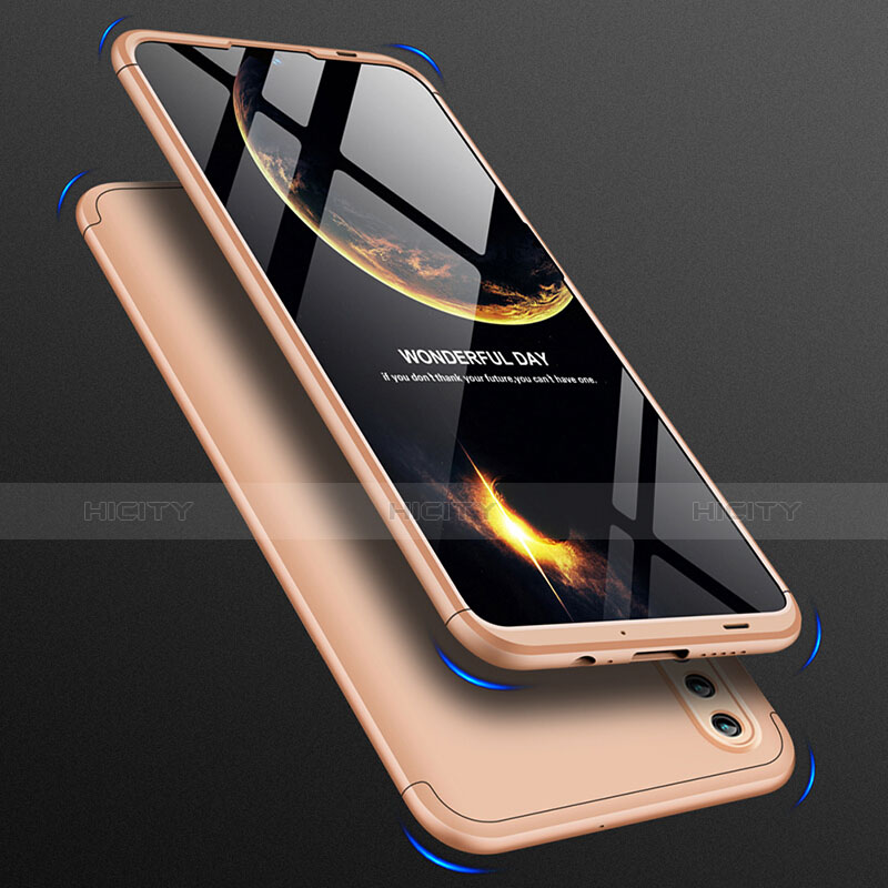 Funda Dura Plastico Rigida Mate Frontal y Trasera 360 Grados Q01 para Huawei P Smart (2019) Oro