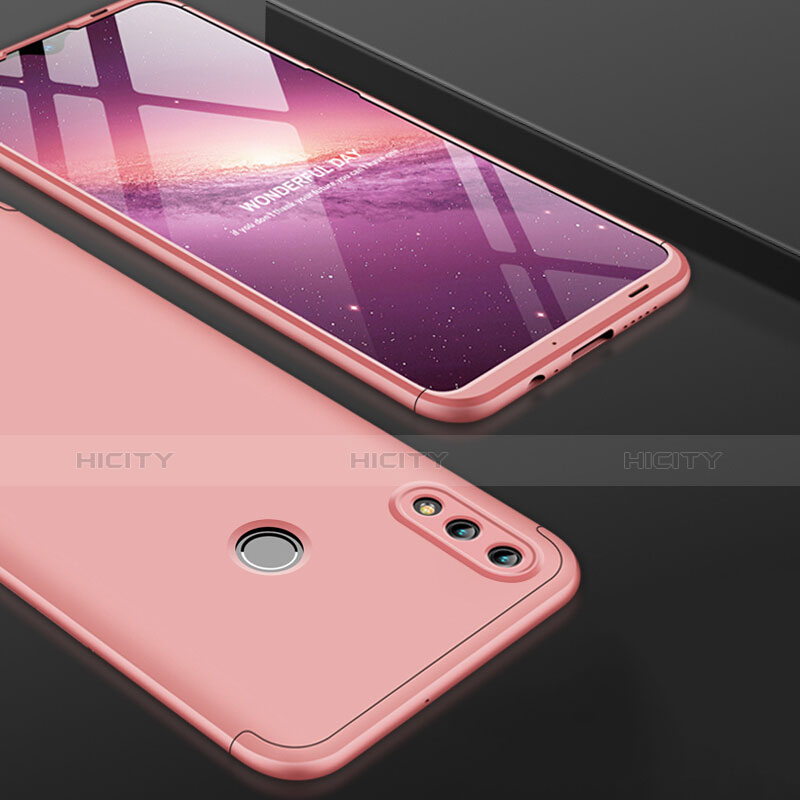 Funda Dura Plastico Rigida Mate Frontal y Trasera 360 Grados Q01 para Huawei P Smart (2019) Oro Rosa