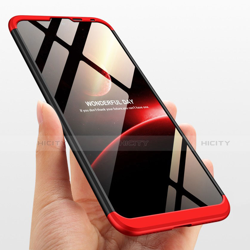 Funda Dura Plastico Rigida Mate Frontal y Trasera 360 Grados Q01 para Huawei Y7 (2019) Rojo y Negro