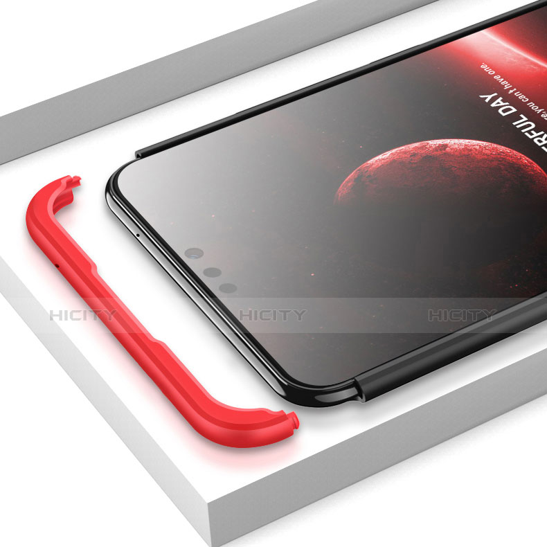 Funda Dura Plastico Rigida Mate Frontal y Trasera 360 Grados Q01 para Huawei Y9 (2019) Rojo y Negro