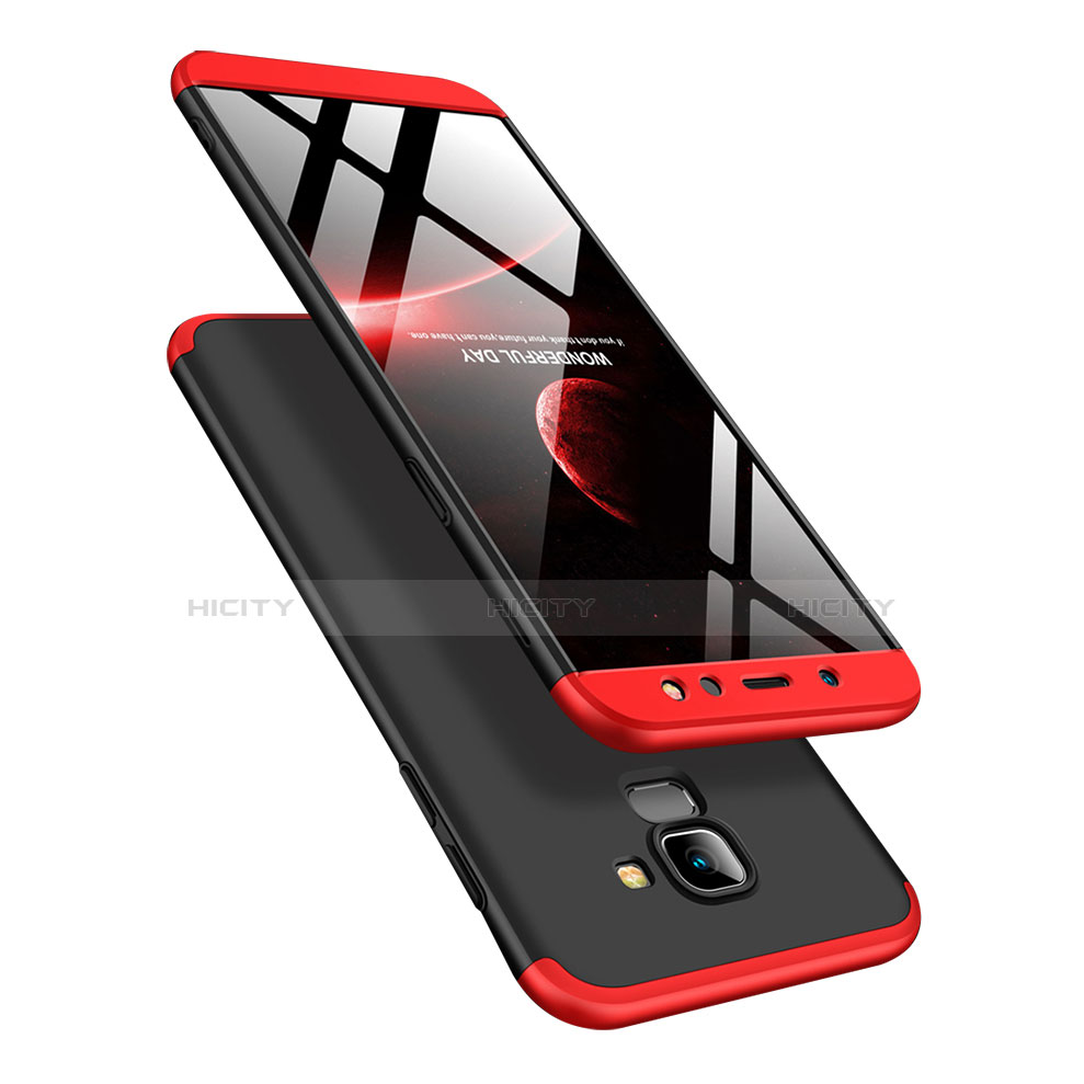 Funda Dura Plastico Rigida Mate Frontal y Trasera 360 Grados Q01 para Samsung Galaxy A6 (2018) Dual SIM Rojo y Negro