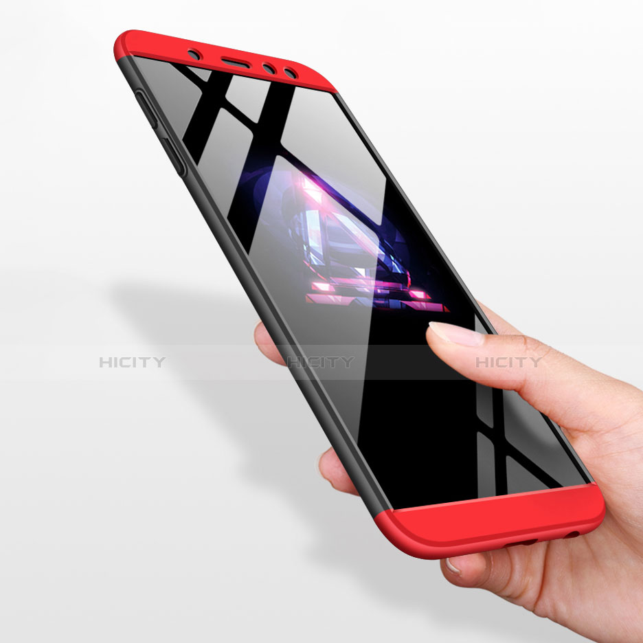 Funda Dura Plastico Rigida Mate Frontal y Trasera 360 Grados Q01 para Samsung Galaxy A6 (2018) Dual SIM Rojo y Negro