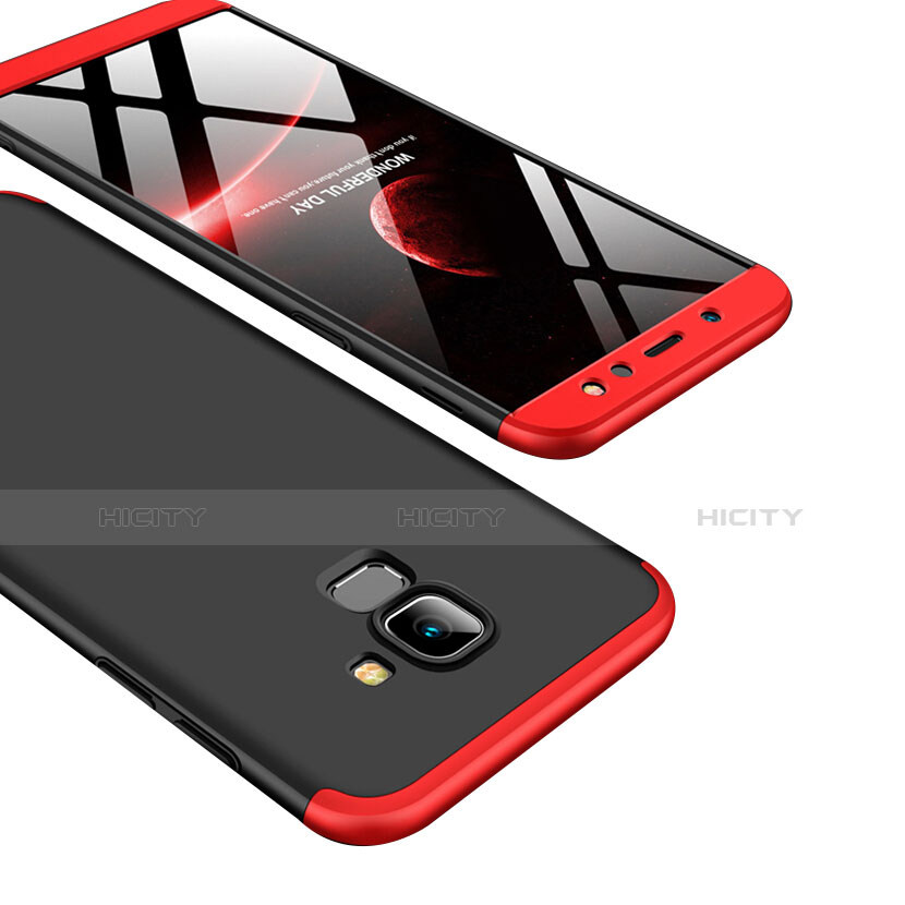 Funda Dura Plastico Rigida Mate Frontal y Trasera 360 Grados Q01 para Samsung Galaxy A6 (2018) Rojo y Negro