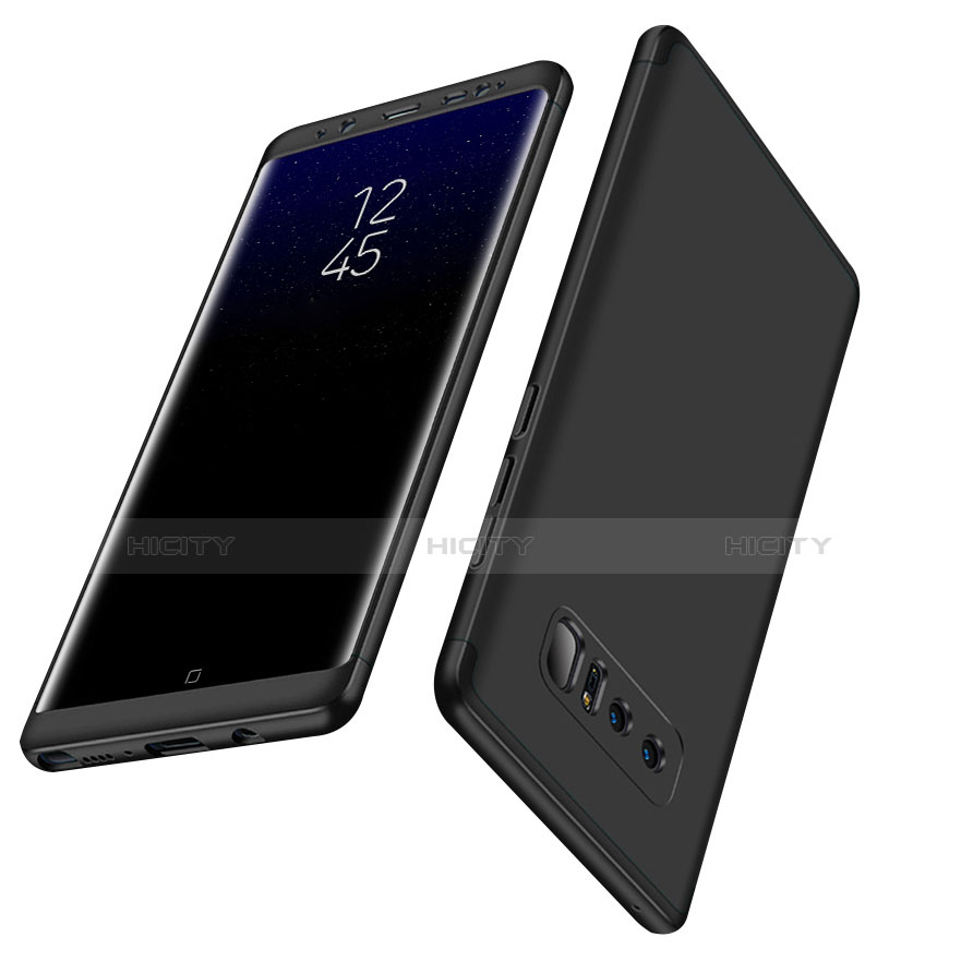 Funda Dura Plastico Rigida Mate Frontal y Trasera 360 Grados Q01 para Samsung Galaxy Note 8 Negro