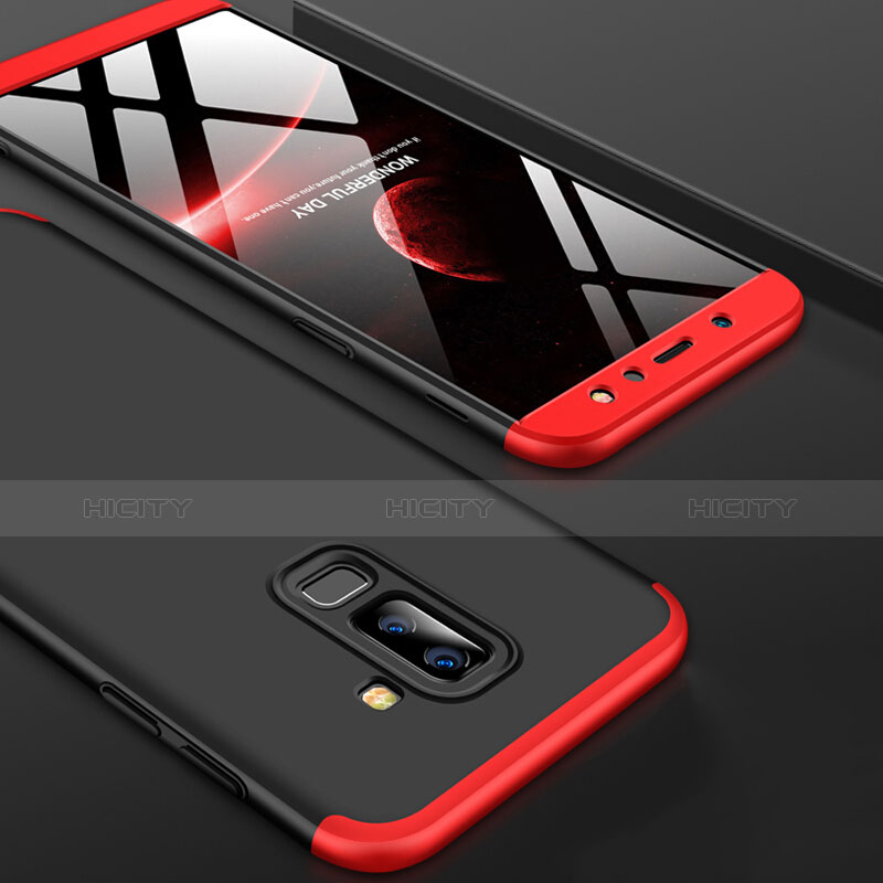 Funda Dura Plastico Rigida Mate Frontal y Trasera 360 Grados Q02 para Samsung Galaxy A6 Plus (2018) Rojo y Negro