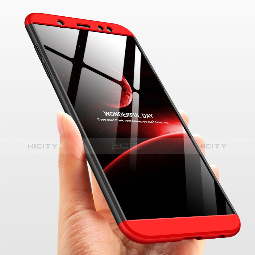 Funda Dura Plastico Rigida Mate Frontal y Trasera 360 Grados Q02 para Samsung Galaxy A9 Star Lite Rojo y Negro
