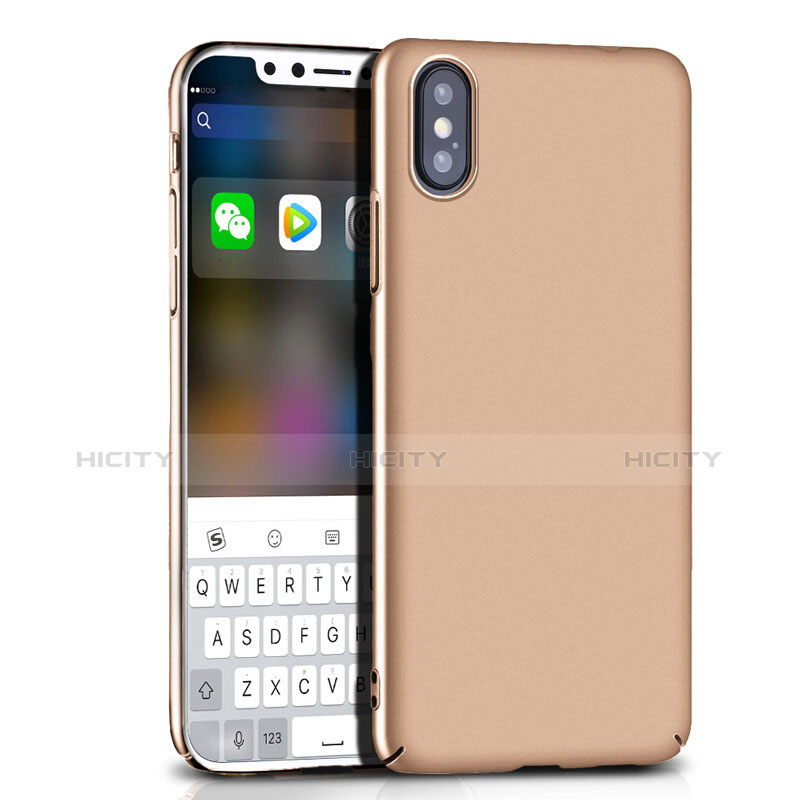 Funda Dura Plastico Rigida Mate M10 para Apple iPhone Xs Max Oro