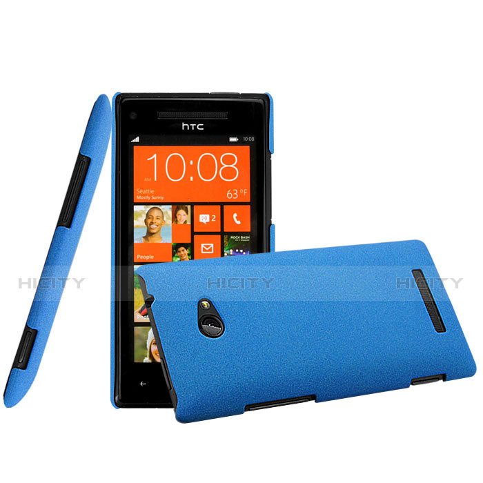 Funda Dura Plastico Rigida Mate para HTC 8X Windows Phone Azul