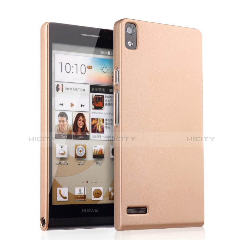 Funda Dura Plastico Rigida Mate para Huawei Ascend P6 Oro