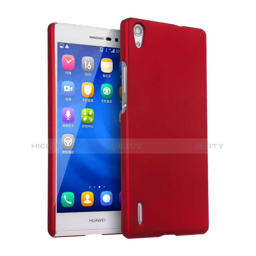 Funda Dura Plastico Rigida Mate para Huawei Ascend P7 Rojo