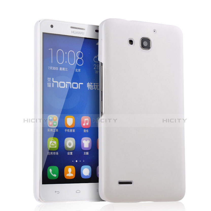 Funda Dura Plastico Rigida Mate para Huawei Honor 3X G750 Blanco