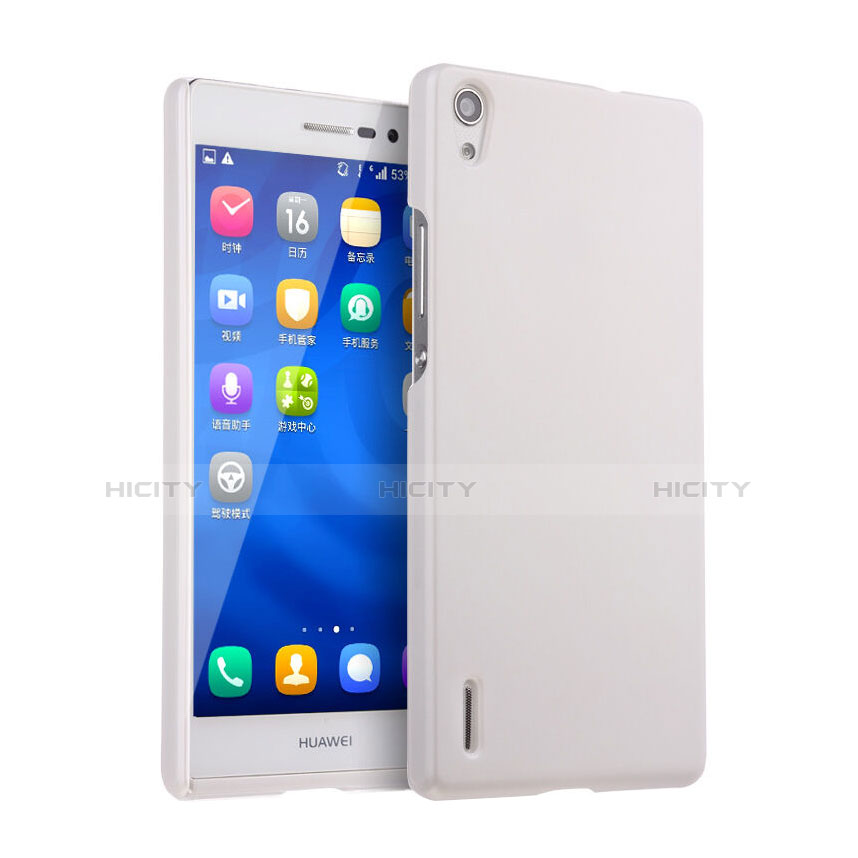 Funda Dura Plastico Rigida Mate para Huawei P7 Dual SIM Blanco