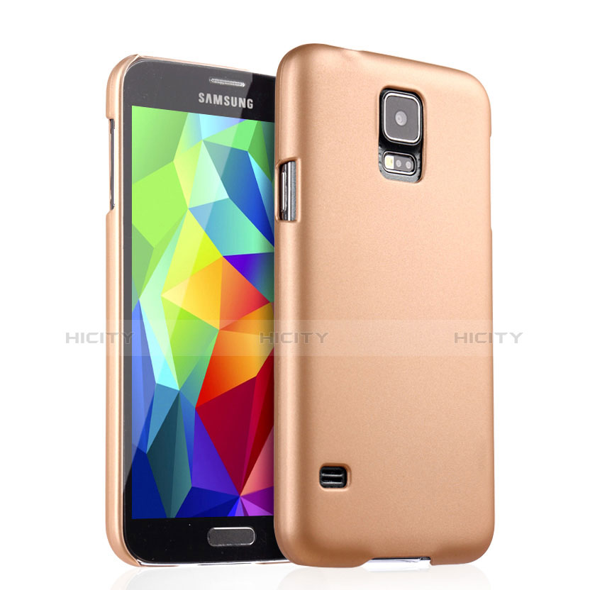 Funda Dura Plastico Rigida Mate para Samsung Galaxy S5 Duos Plus Oro