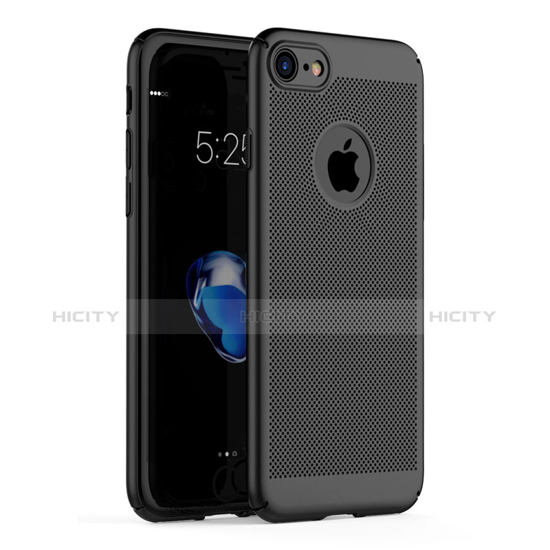 Funda Dura Plastico Rigida Perforada G01 para Apple iPhone 7 Negro