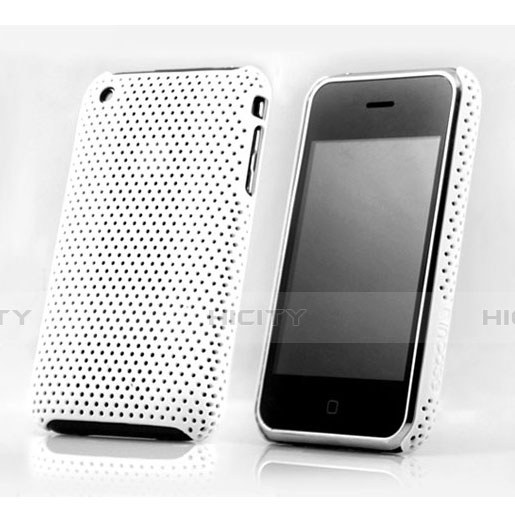 Funda Dura Plastico Rigida Perforada para Apple iPhone 3G 3GS Blanco