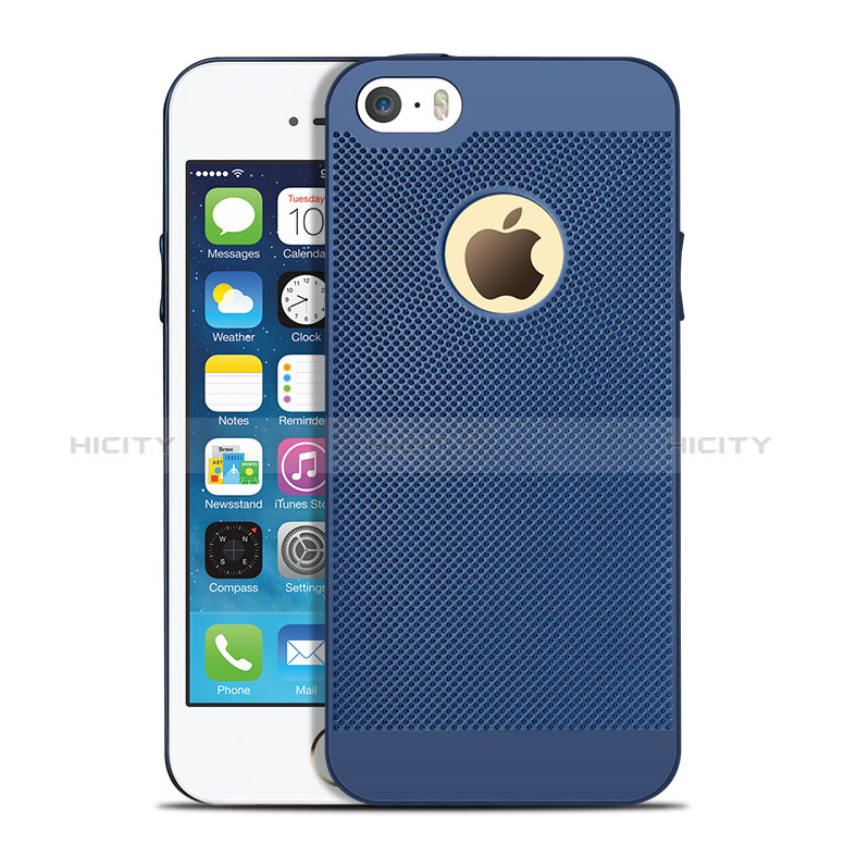 Funda Dura Plastico Rigida Perforada para Apple iPhone 5 Azul