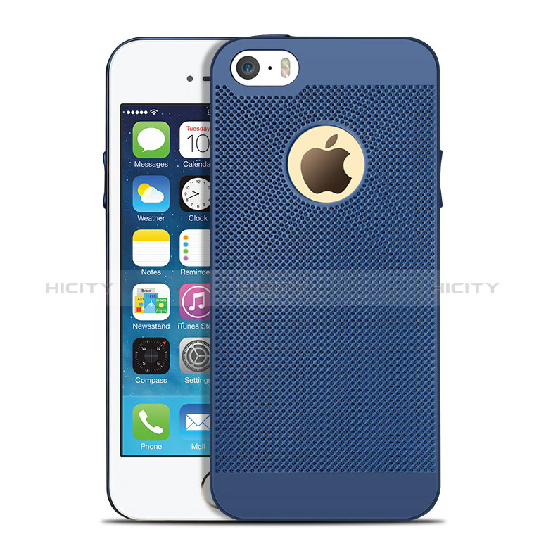 Funda Dura Plastico Rigida Perforada para Apple iPhone 5S Azul